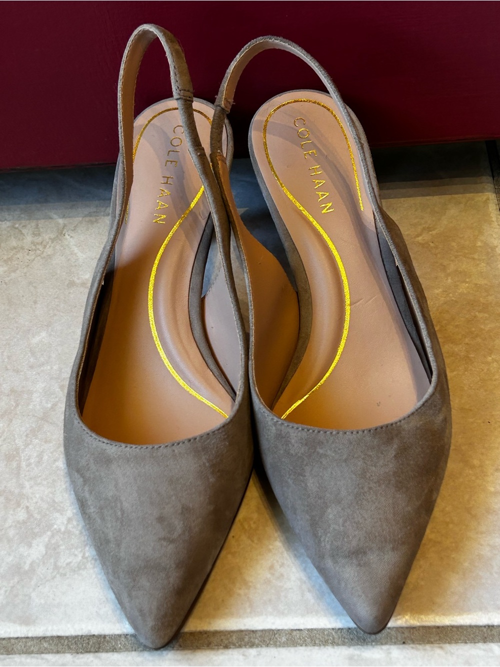 Cole Haan ‘Vandam’ Slingback Pointed-Toe Pump in Irish Coffee-Suede-gently loved - Picture 4 of 9